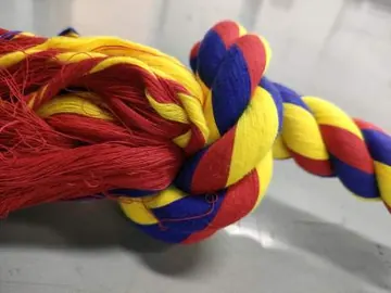 BLINCOO braided knot with red and yellow tassel fibers